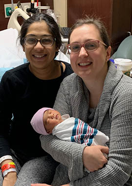 Dr. Jessica Ciaburri with patient and baby after delivery