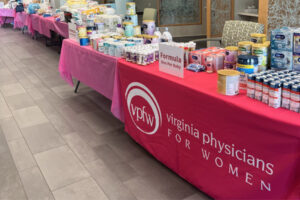 formula and diapers out on tables at the vpfw mama and baby supplies drive and giveaway